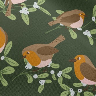Robin Clawing Mistletoe Chiffon