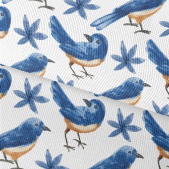 Watercolor Blue Bird And Blue  Waterproof Oxford
