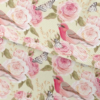 Pink Birdsong And Flowers Waterproof Oxford