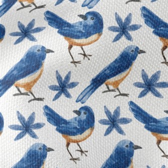 Watercolor Blue Bird And Blue  Waterproof Canvas