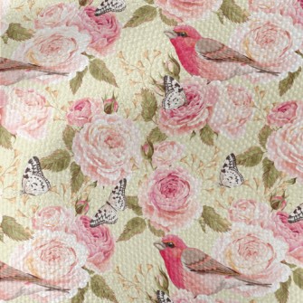 Pink Birdsong And Flowers Waterproof Canvas