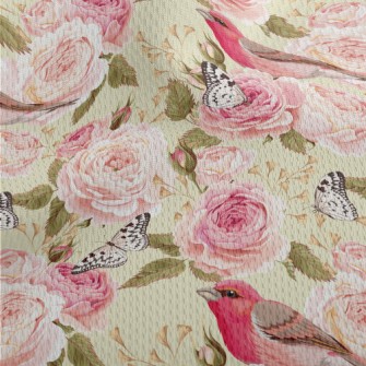 Pink Birdsong And Flowers Athletic Mesh Flat Back