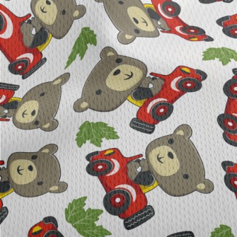 Grizzly Bear Driving A Car Athletic Mesh Flat Back