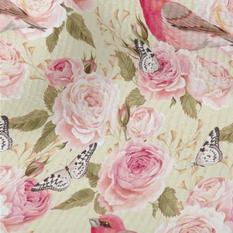 Pink Birdsong And Flowers Terry