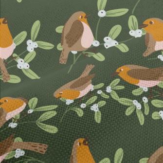 Robin Clawing Mistletoe Performance Linen