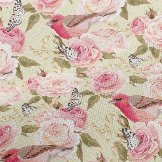 Pink Birdsong And Flowers Performance Linen