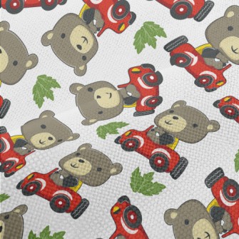 Grizzly Bear Driving A Car Performance Linen