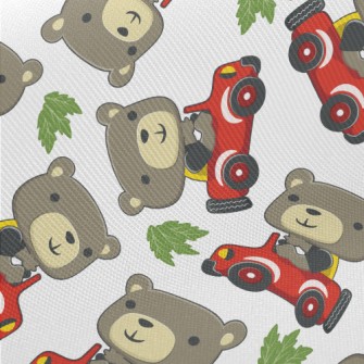 Grizzly Bear Driving A Car Twill