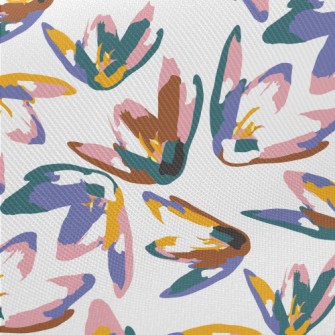 Abstract Colorful Plants Twill
