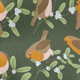 Robin Clawing Mistletoe Standard Corduroy