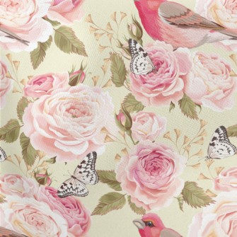 Pink Birdsong And Flowers Stretch Ponte