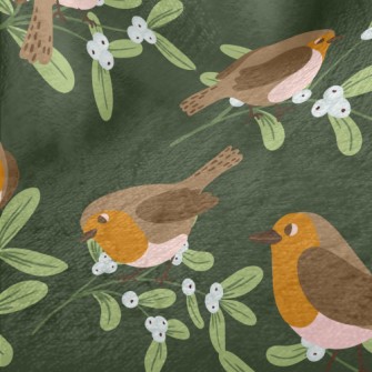 Robin Clawing Mistletoe Minky