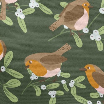 Robin Clawing Mistletoe Pongee