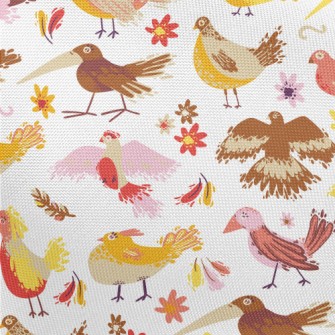 Happy And Funny Birds Pongee