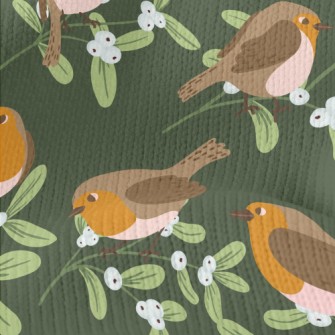Robin Clawing Mistletoe Stretch Jersey