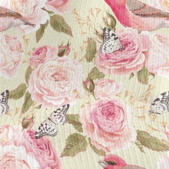 Pink Birdsong And Flowers Stretch Jersey
