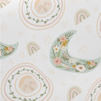 Spring Sky And Flowers Midweight Cotton Poplin