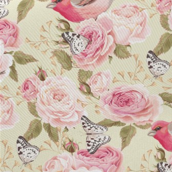 Pink Birdsong And Flowers Midweight Cotton Poplin