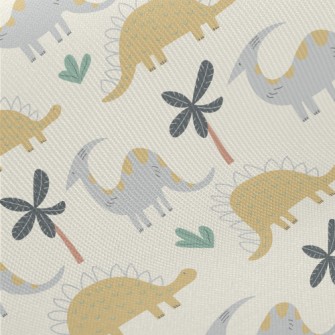 Little Dinosaurs Line Up In Th Midweight Cotton Poplin