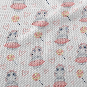 Hippo Girl In Pink Dress Birdseye Piqué