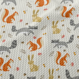 Cute Animals Living In The For Birdseye Piqué