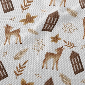 Lost Fawn In Autumn And Winter Birdseye Piqué