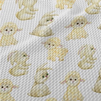 Fluffy Lamb And Bunny Birdseye Piqué