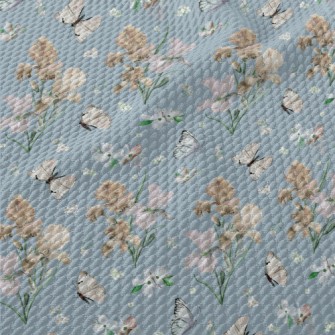 Blooming Irises In Spring Birdseye Piqué