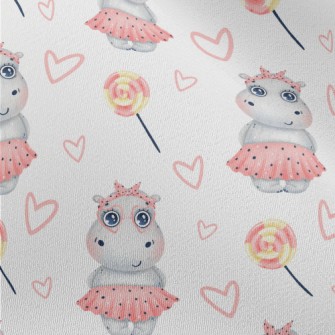 Hippo Girl In Pink Dress Chiffon