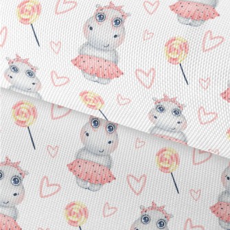 Hippo Girl In Pink Dress Waterproof Oxford