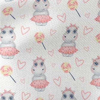 Hippo Girl In Pink Dress Waterproof Canvas