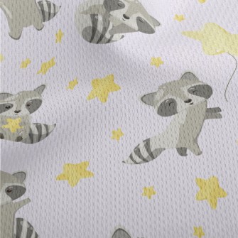 Cute Raccoon And Stars Athletic Mesh Flat Back
