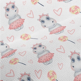 Hippo Girl In Pink Dress Performance Linen