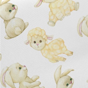Fluffy Lamb And Bunny Twill