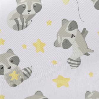 Cute Raccoon And Stars Twill