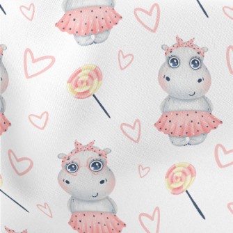 Hippo Girl In Pink Dress Stretch Ponte