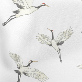 Red-crowned Cranes Spread Thei Stretch Ponte