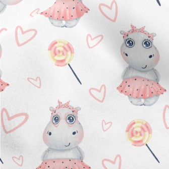 Hippo Girl In Pink Dress Micro Fleece