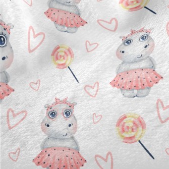 Hippo Girl In Pink Dress Minky