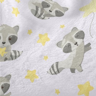 Cute Raccoon And Stars Minky