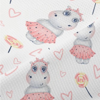 Hippo Girl In Pink Dress Piqué