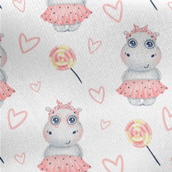 Hippo Girl In Pink Dress Jersey Backed Fleece