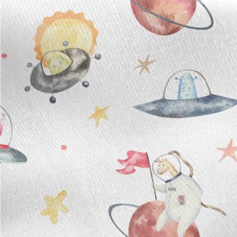 Animal Astronauts Riding A Fly Jersey Backed Fleece