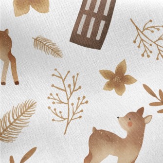 Lost Fawn In Autumn And Winter Jersey Backed Fleece