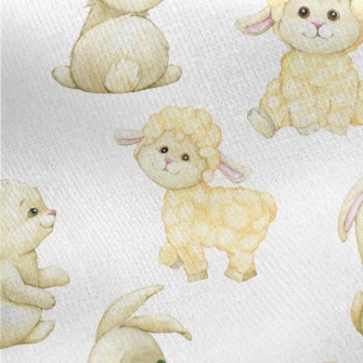 Fluffy Lamb And Bunny Jersey Backed Fleece