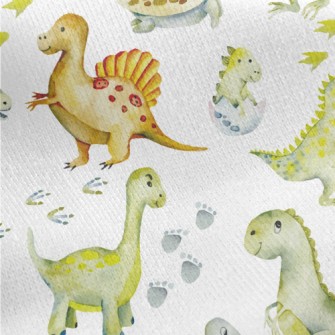 Cute Turtle And Little Dinosau Jersey Backed Fleece