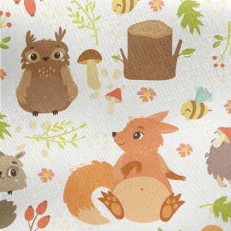 Bright Forest Animals Jersey Backed Fleece
