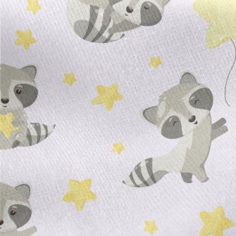 Cute Raccoon And Stars Jersey Backed Fleece
