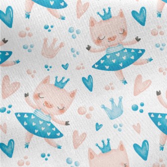 Pink Pig Dancing Ballet Jersey Backed Fleece