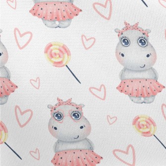 Hippo Girl In Pink Dress Pongee